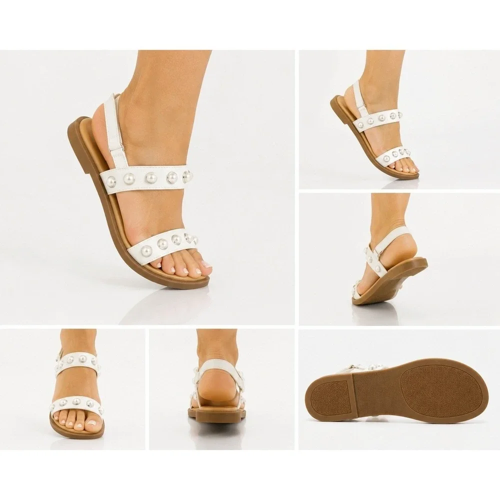 Big‎ Girls Sandals by Cat & Jack Eve Pearl White Size 4 New With Tags